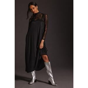 Anthropologie Black Lace Dress Set - New - Size Small